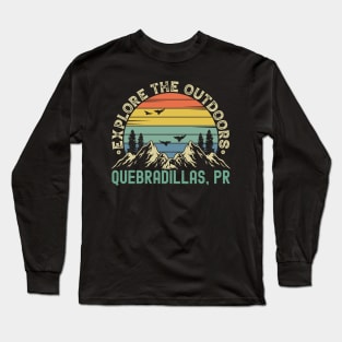 Quebradillas, Puerto Rico - Explore The Outdoors - Quebradillas, PR Colorful Vintage Sunset Long Sleeve T-Shirt